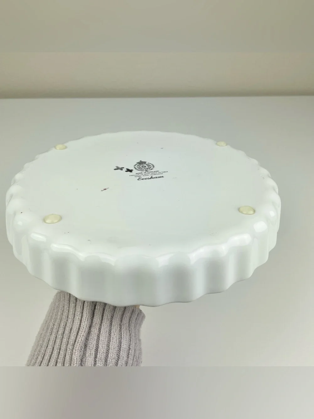 VTG Royal Worcester Evesham Fruit Design Quiche Flan Ceramic Dish Gold Rim Flute